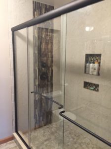 glass shower enclosure in a bathroom remodel