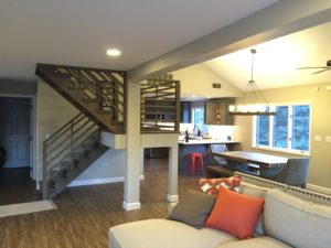 modern style home remodel with new lighting & stairs