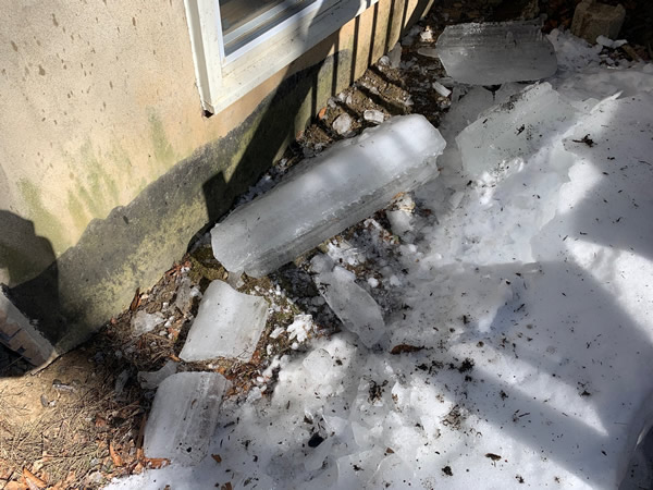 ice fallen off roof