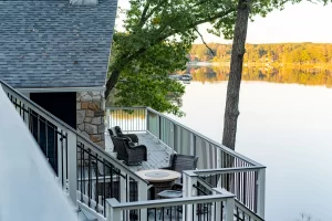 View of the lake with a stunning deck installed by NEPA