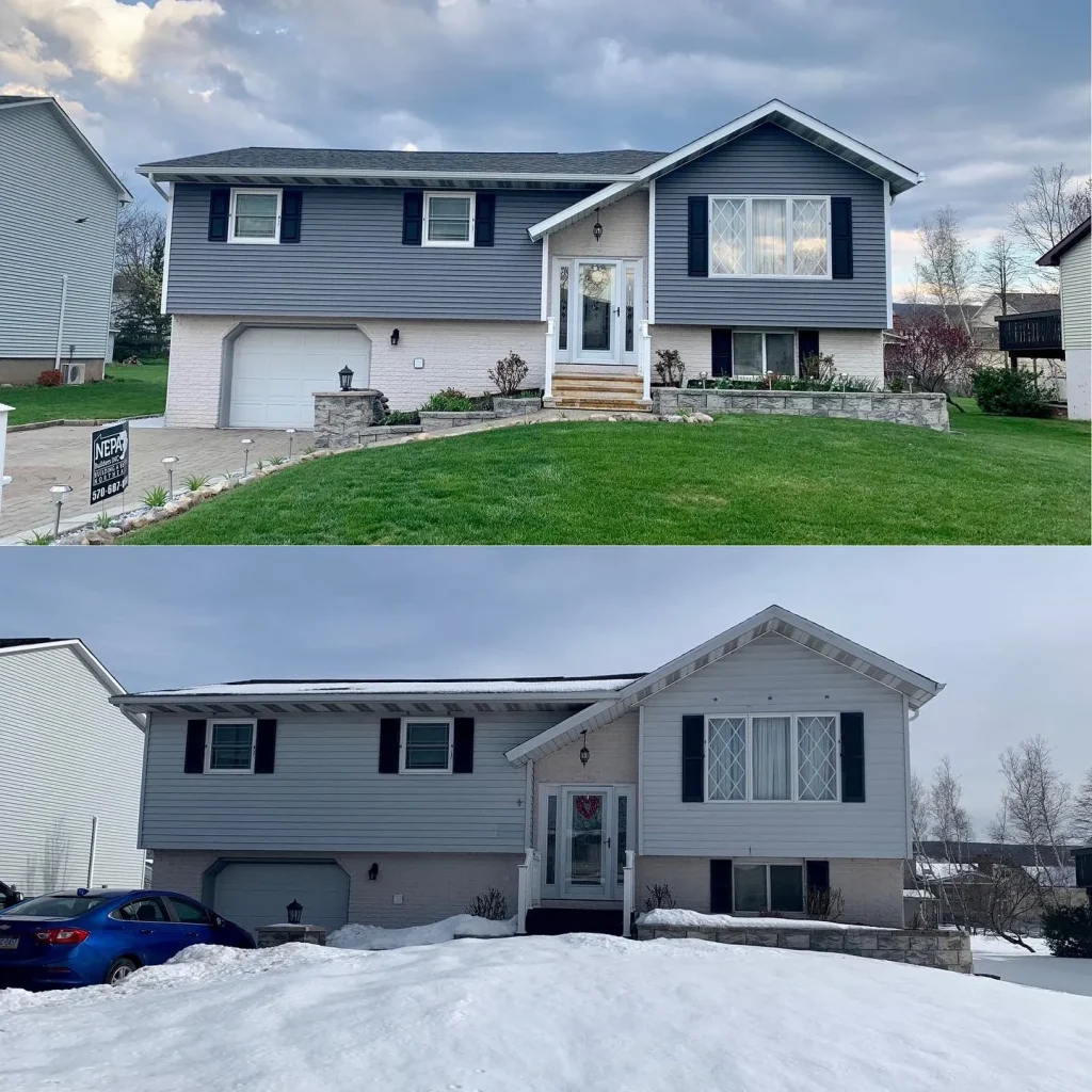 Before and After of residential siding replacement in Scranton