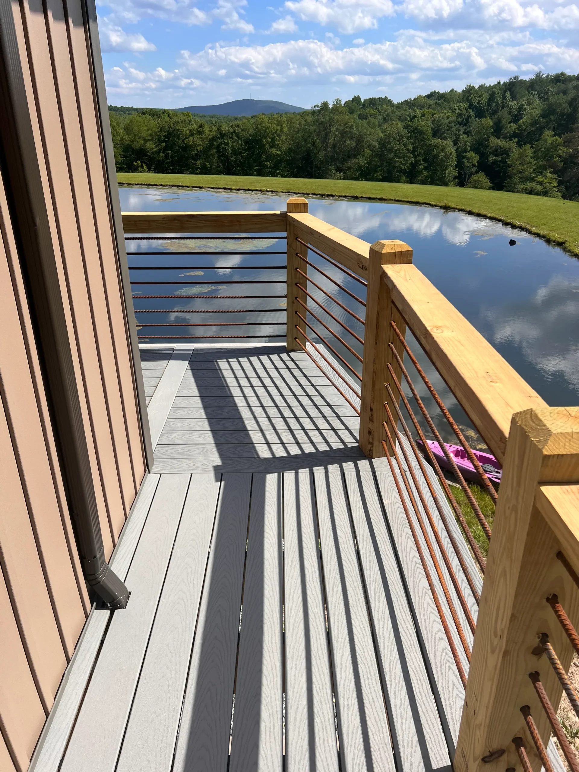 Exterior wrap around decking with railing