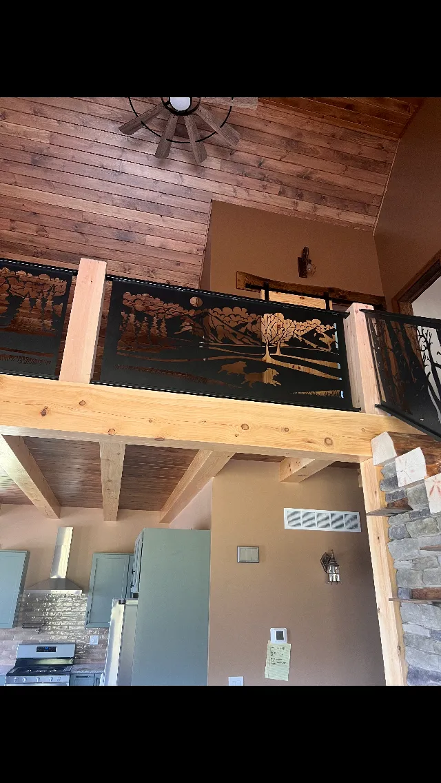 custom railing installed during home design for loft