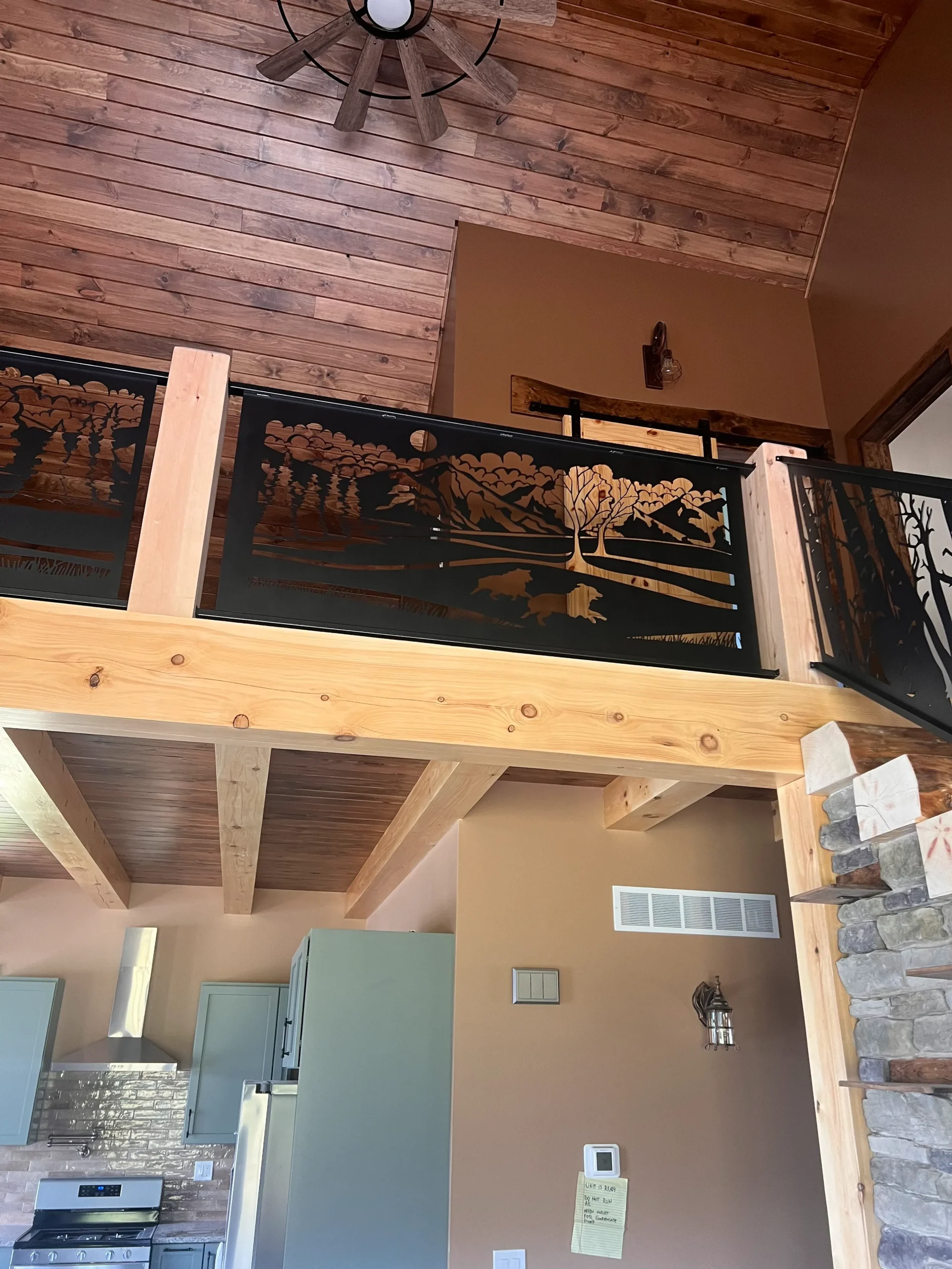 interior loft with custom railing