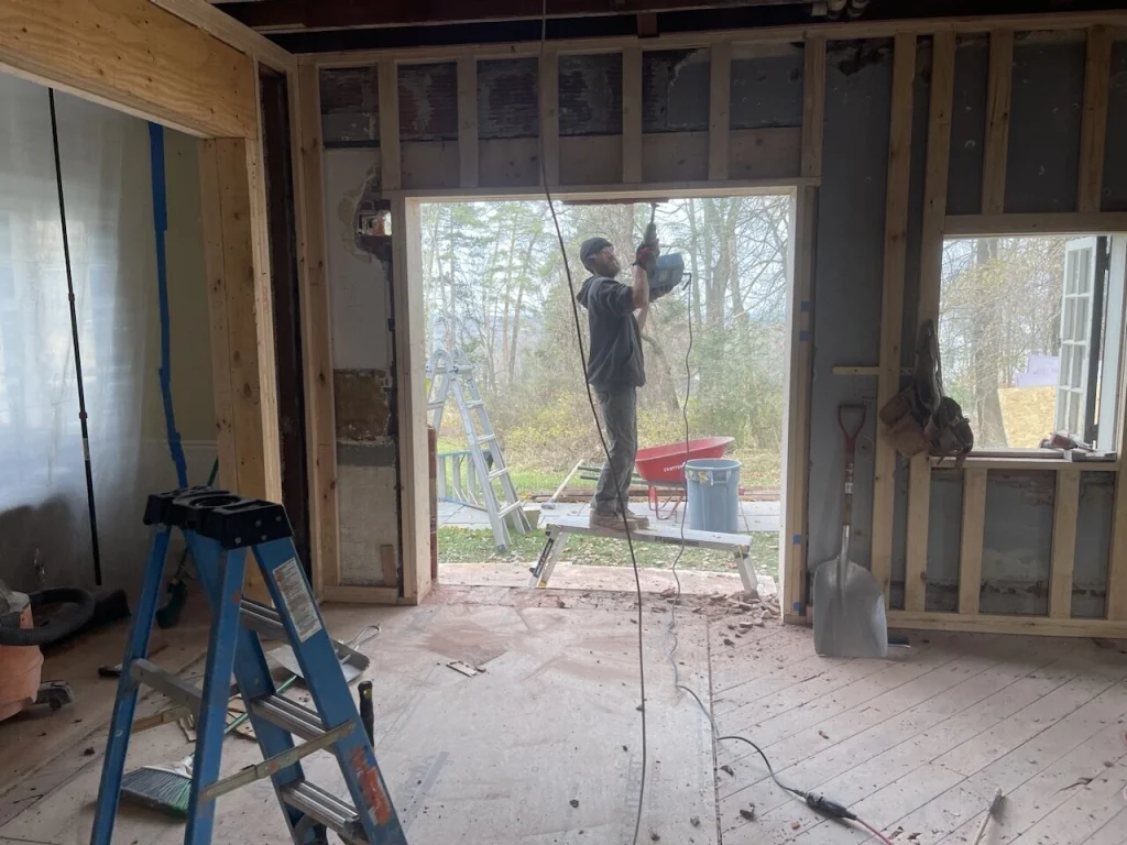 window and living space remodel during construction