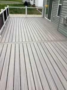 Trex decking in earth tones.