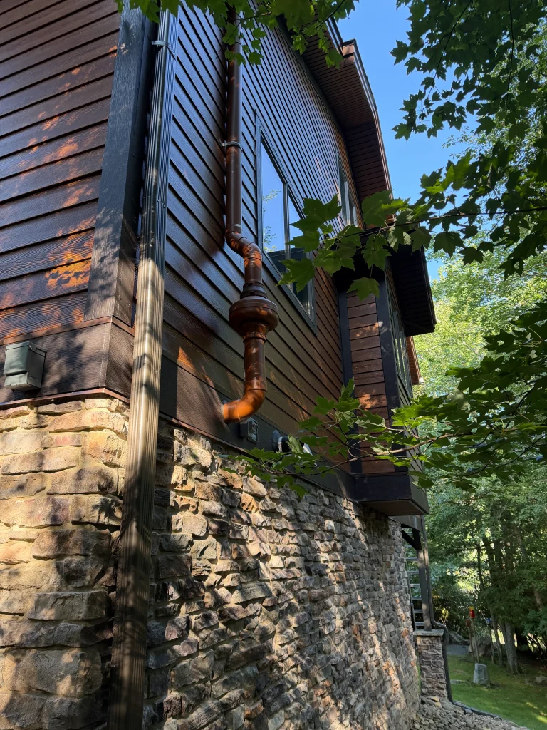 Fiber cement siding installation; exterior side of home.