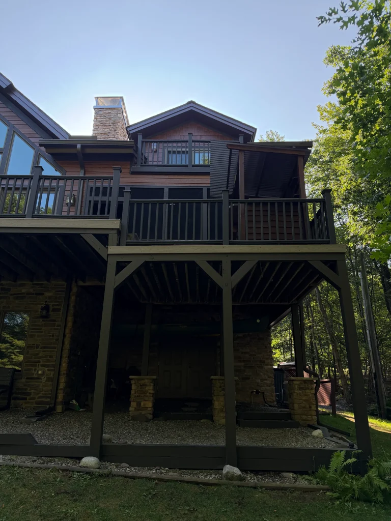 fiber cement siding replacement. exterior, rear view.